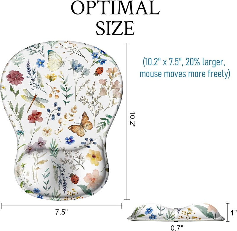 Blusabaca Mouse Pad with Wrist Rest, Butterfly Flower Ergonomic Mousepad Wrist Support for Desk, Gaming Mousepads for Wireless Mouse Computer Laptop Work Home Desk Accessories Office Supplies Decor - Image 5